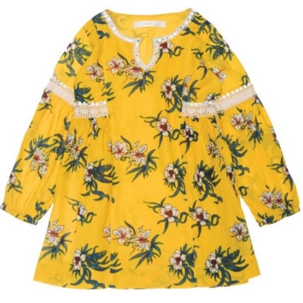 Girls yellow dress with embellished neckline NWOT